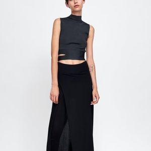 ZARA FUNNEL NECK TOP WITH CUT OUTS
